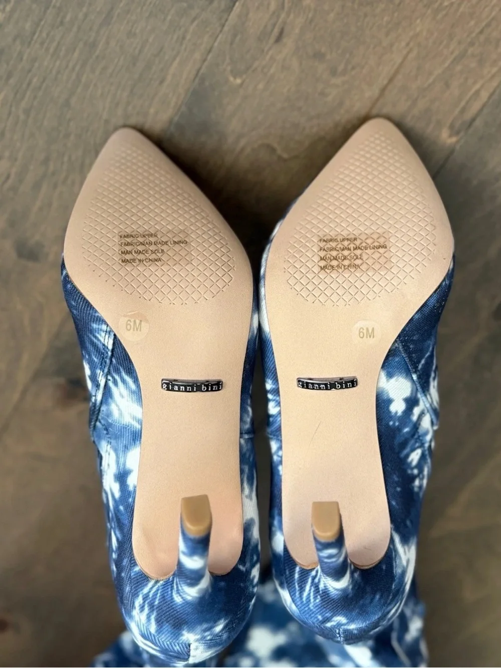 Gianni Bini Zenner Blue Tie-Dye Knee High Stiletto Boots NWOB Sz 6